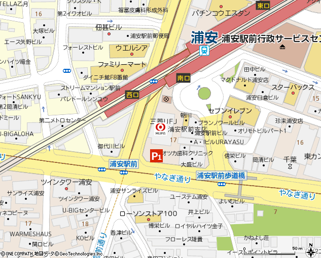 浦安駅前支店付近の地図